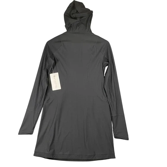 New Athleta Pacifica II Coverup Hooded Long Sleeve Black Sun Protection Size S - Picture 2 of 11